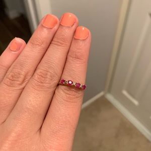 Ruby red and diamond band ring